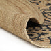 Vloerkleed handgemaakt met donkerblauwe print 90 cm jute