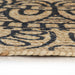 Vloerkleed handgemaakt met donkerblauwe print 90 cm jute