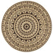 Vloerkleed handgemaakt met donkerbruine print 90 cm jute