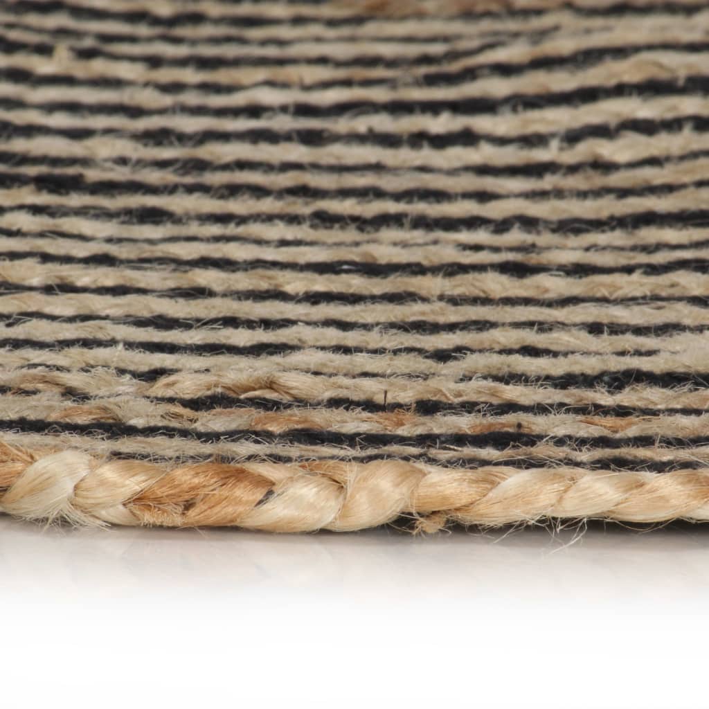 Vloerkleed handgemaakt met spiraal ontwerp 90 cm jute zwart