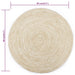 Vloerkleed handgemaakt 90 cm jute wit en naturel