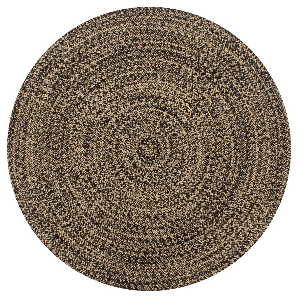 Vloerkleed handgemaakt 150 cm jute zwart en naturel