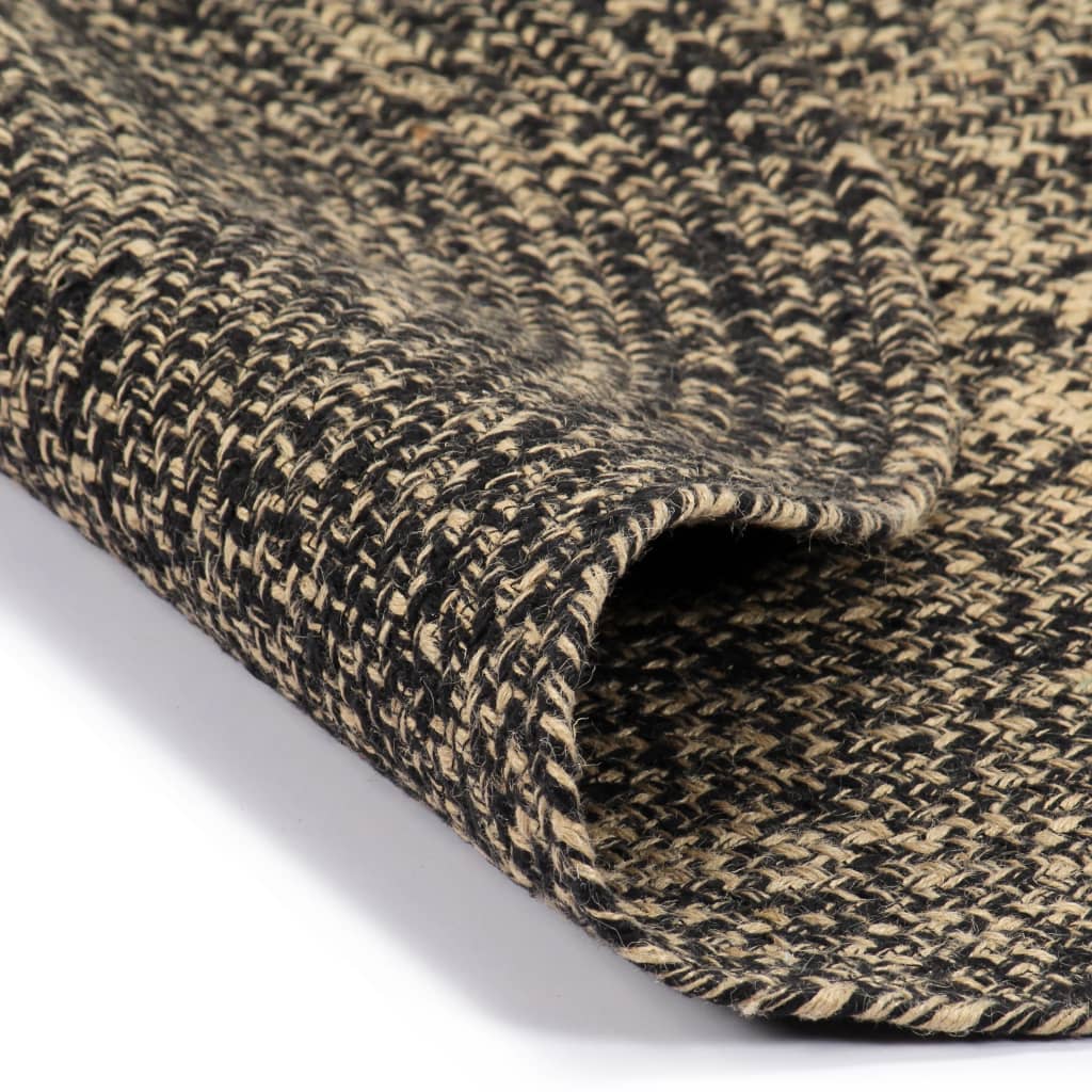 Vloerkleed handgemaakt 150 cm jute zwart en naturel