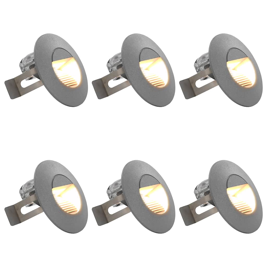 LED-buitenwandlampen 6 st 2 W rond zilverkleurig