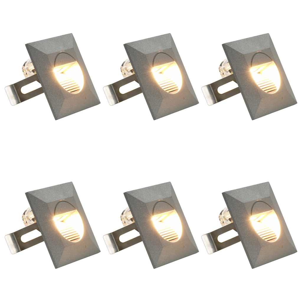 LED-buitenwandlampen 6 st 2 W vierkant zilverkleurig