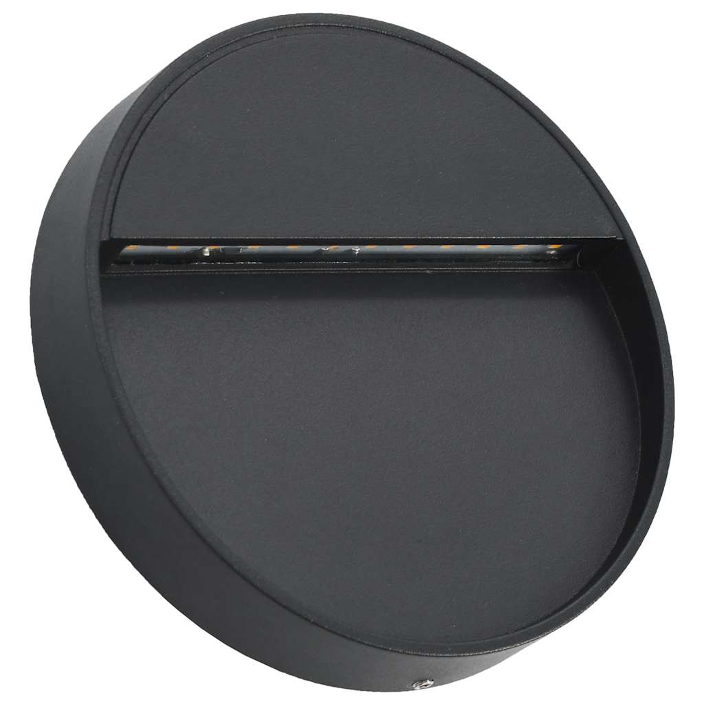 LED-buitenwandlampen 2 st 3 W rond zwart