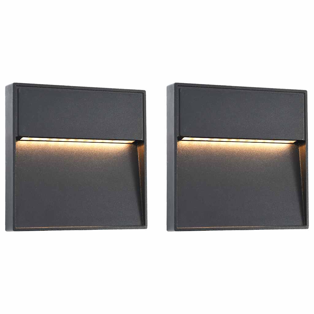 LED-buitenwandlampen 2 st 3 W vierkant zwart
