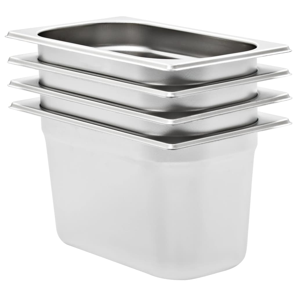 Gastronormbakken 4 st GN 1/4 150 mm roestvrij staal