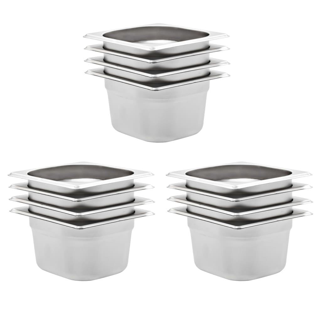 Gastronormbakken 12 st GN 1/6 100 mm roestvrij staal