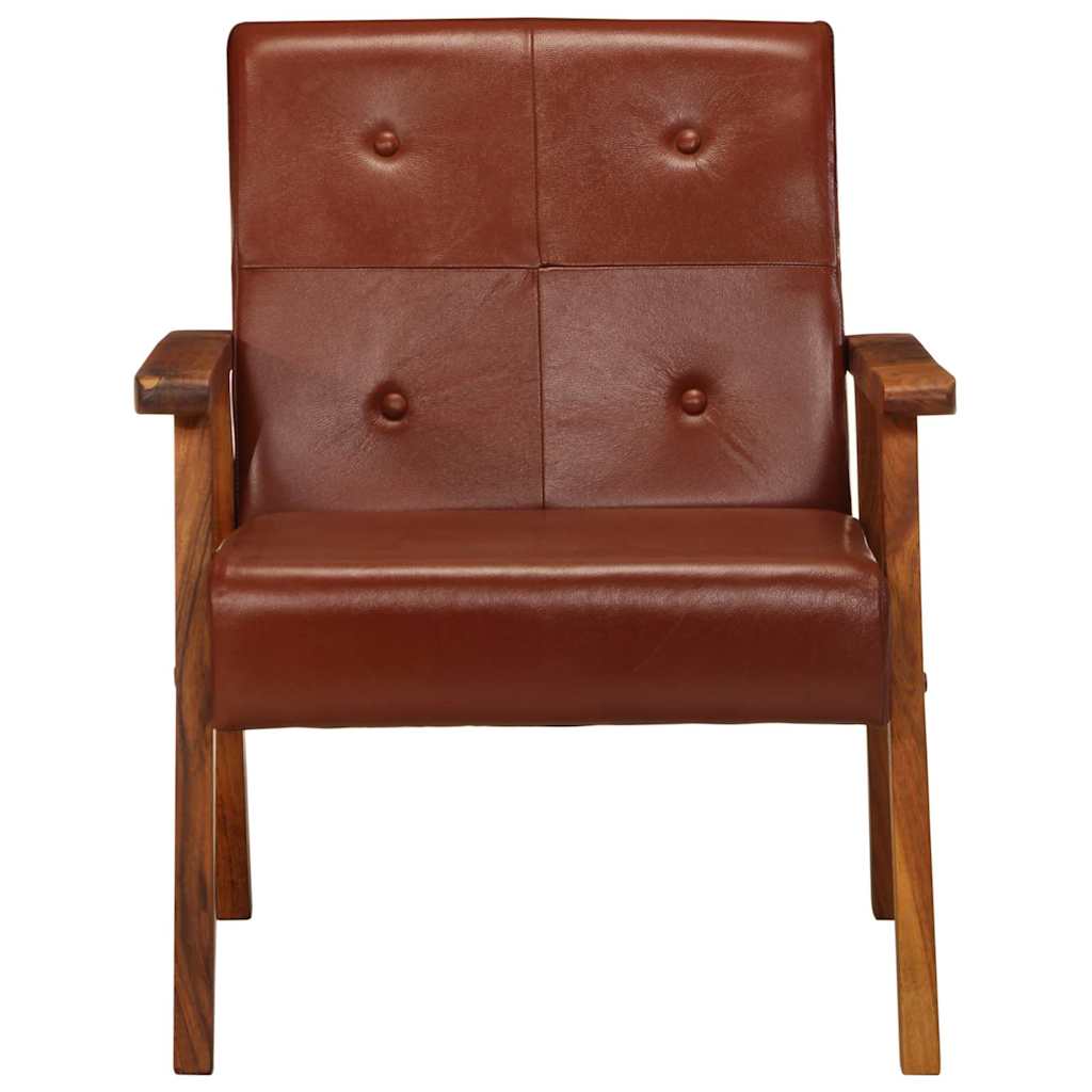Fauteuil echt leer bruin