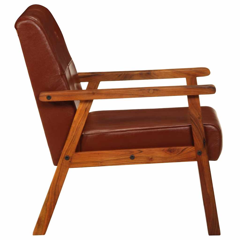 Fauteuil echt leer bruin