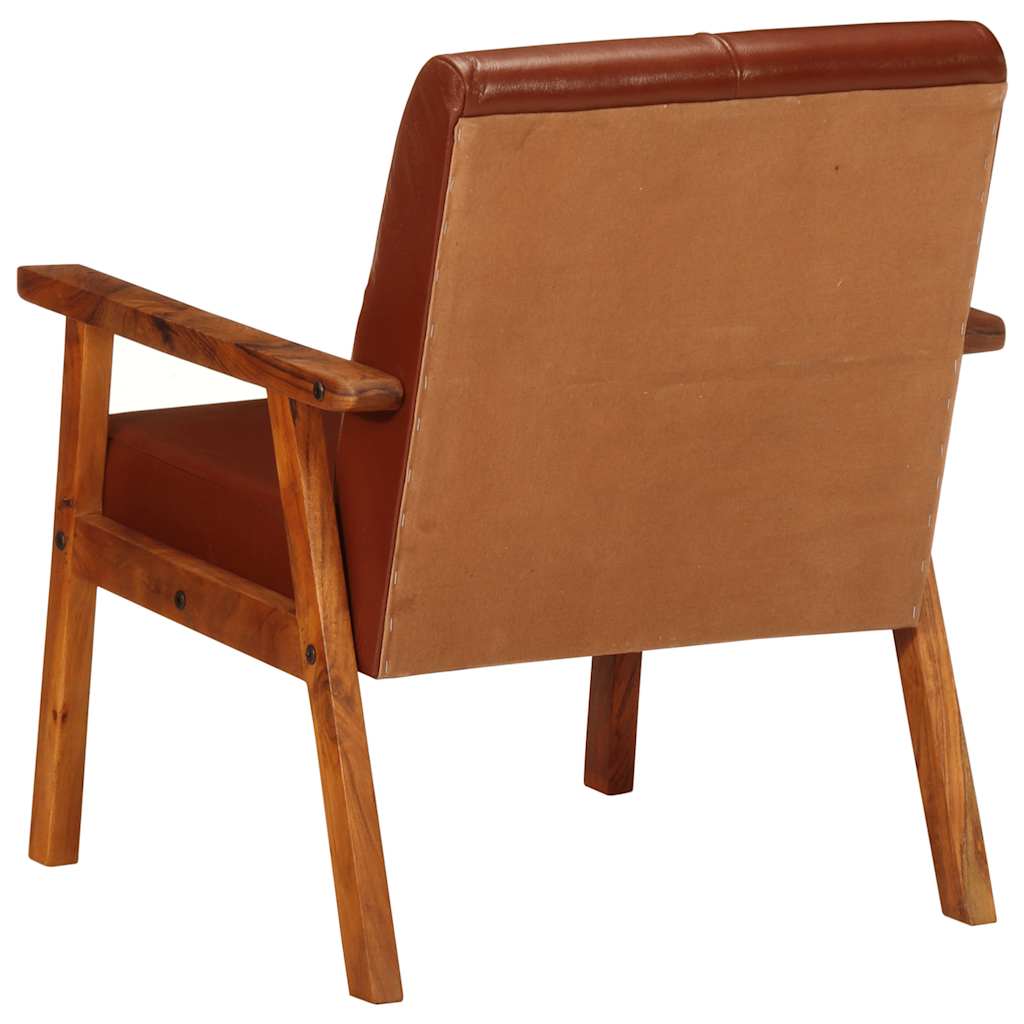 Fauteuil echt leer bruin