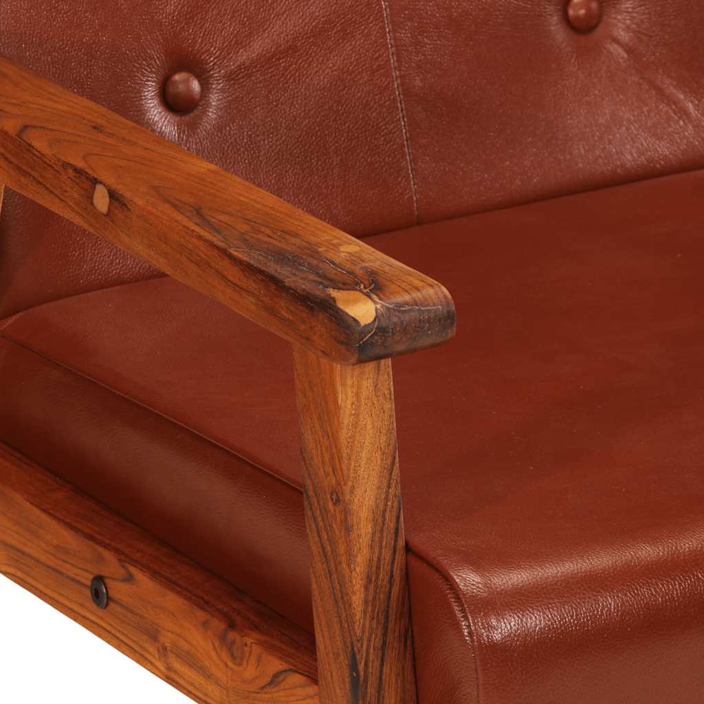 Fauteuil echt leer bruin