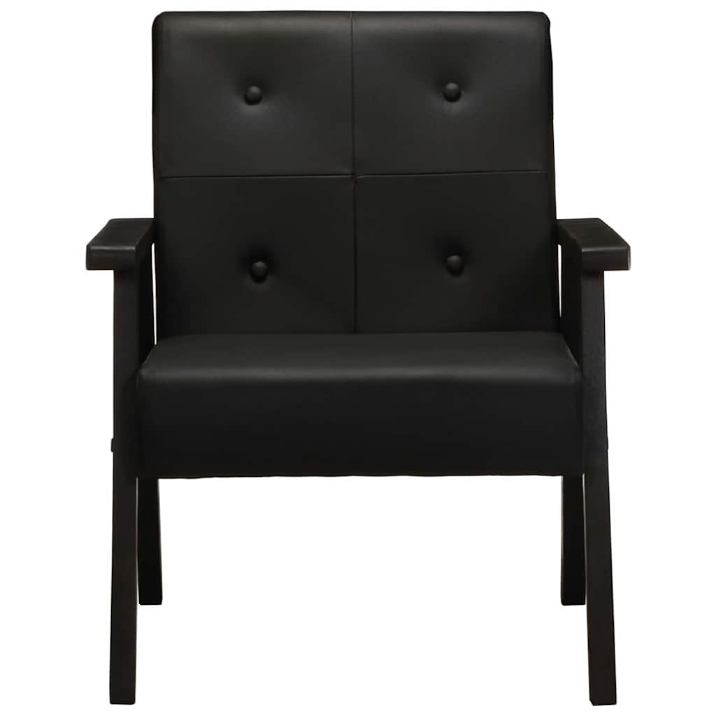 Fauteuil echt leer zwart