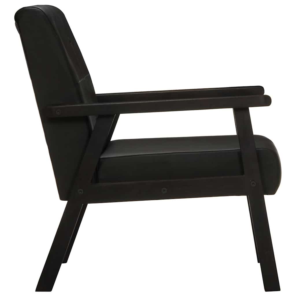 Fauteuil echt leer zwart