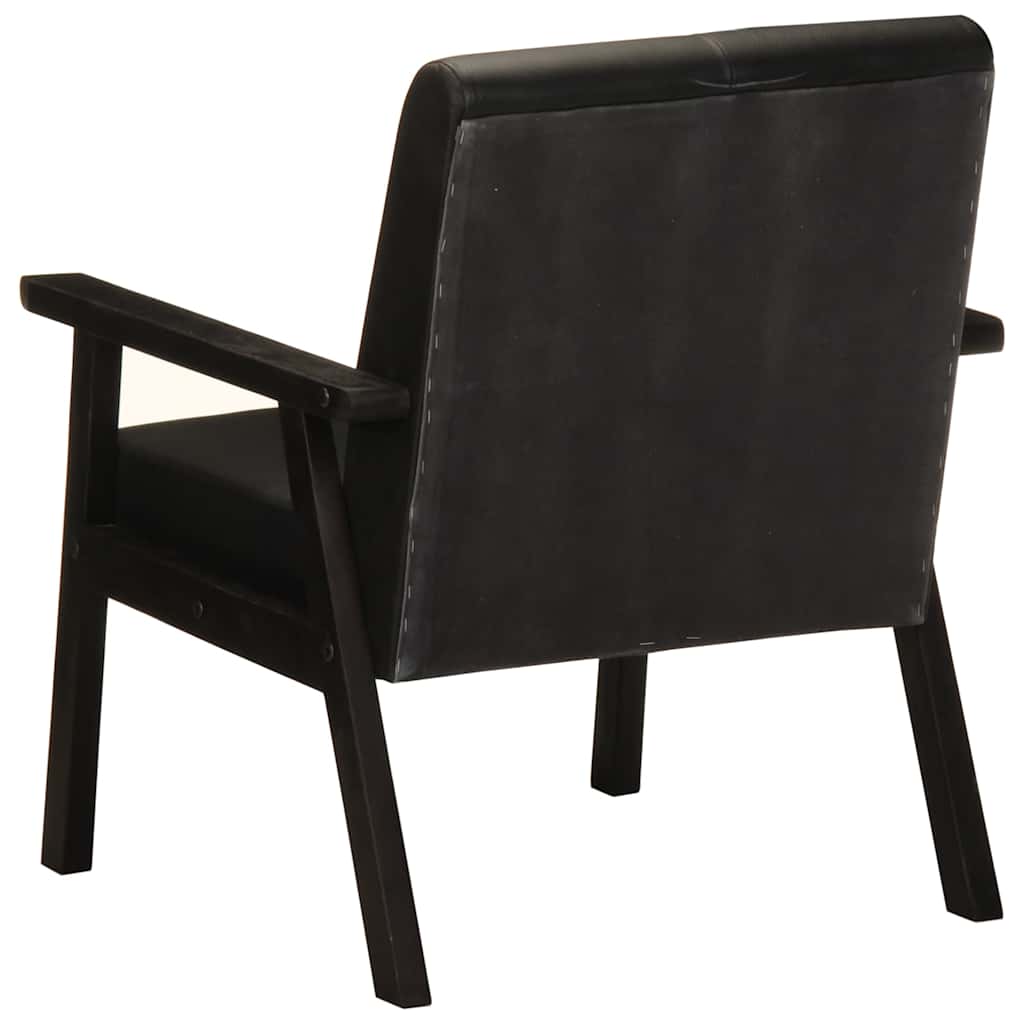 Fauteuil echt leer zwart