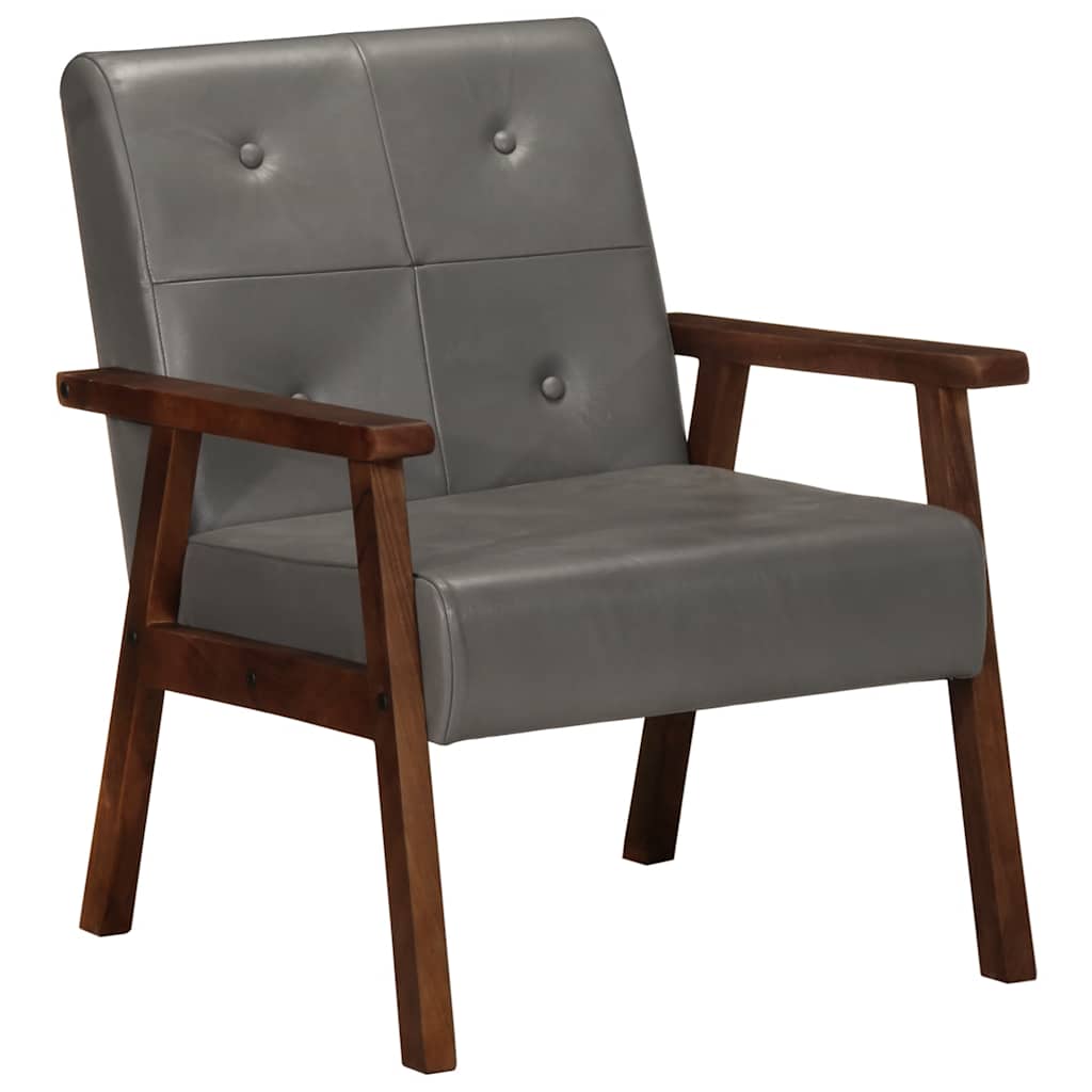Fauteuil echt leer grijs