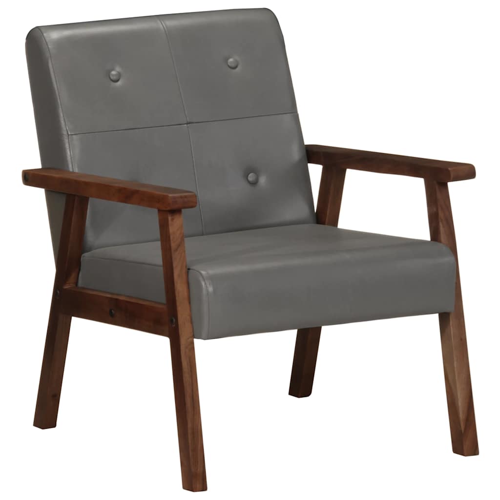 Fauteuil echt leer grijs