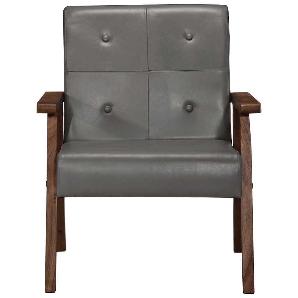 Fauteuil echt leer grijs