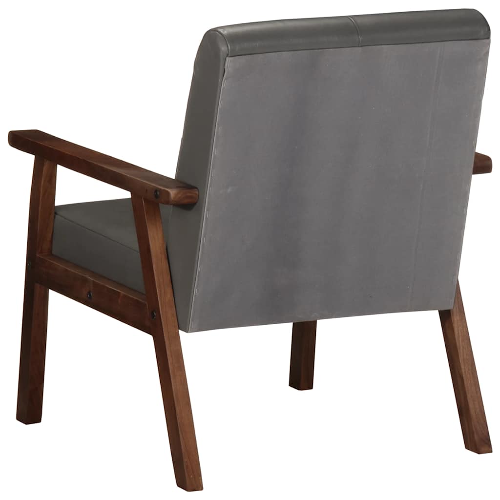 Fauteuil echt leer grijs