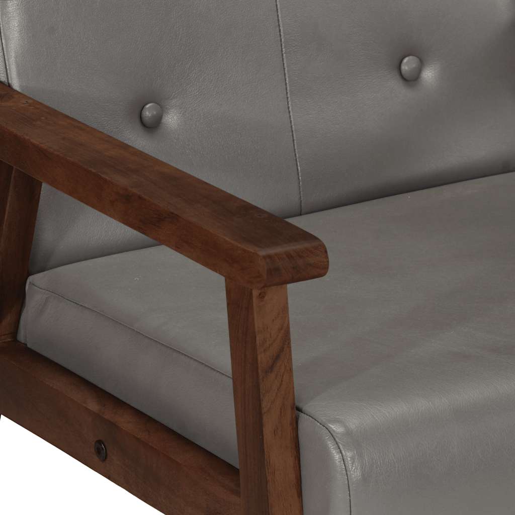 Fauteuil echt leer grijs