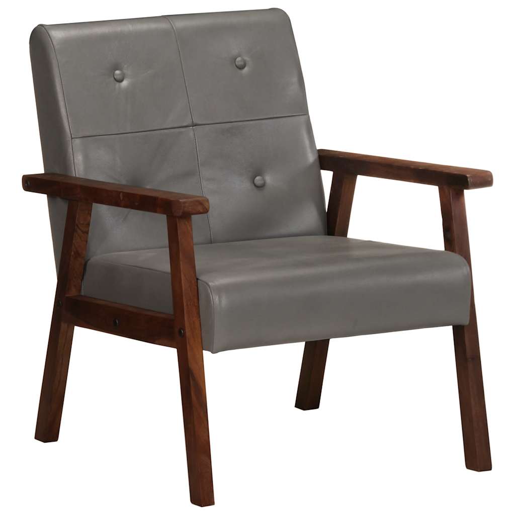 Fauteuil echt leer grijs