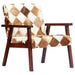 Fauteuil echt geitenleer wit en bruin