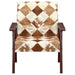Fauteuil echt geitenleer wit en bruin