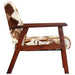 Fauteuil echt geitenleer wit en bruin