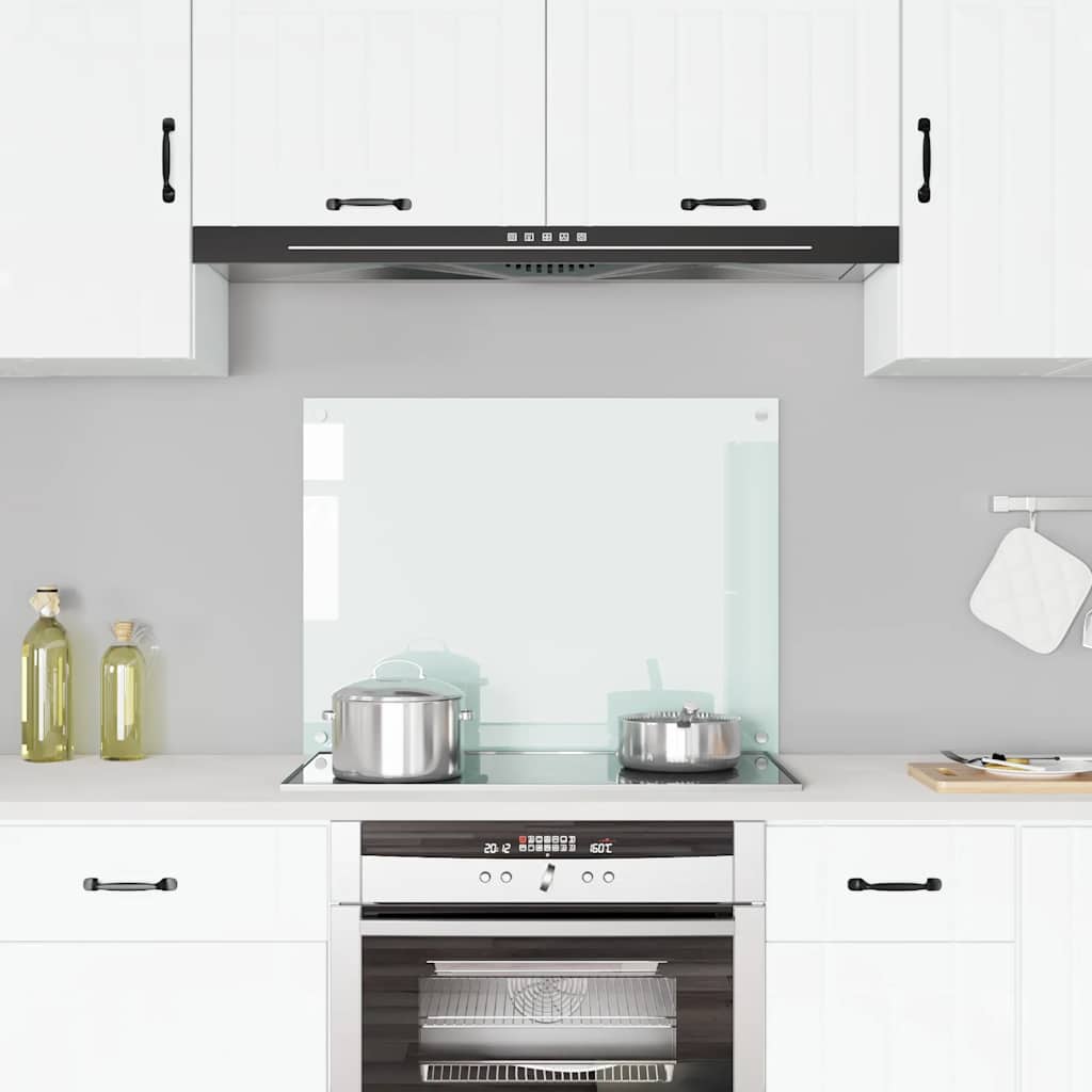 Spatscherm keuken 80x60 cm gehard glas melkwit