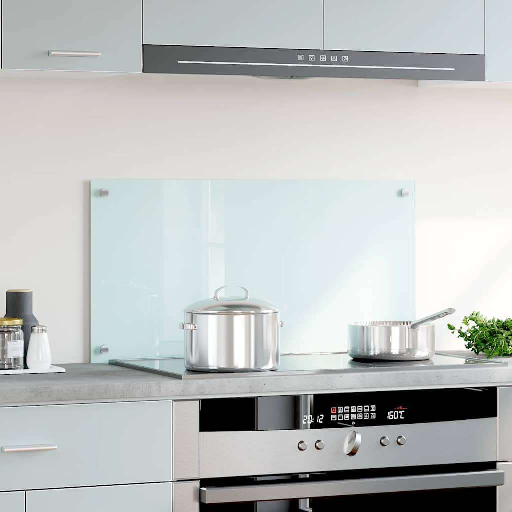 Spatscherm keuken 90x50 cm gehard glas melkwit
