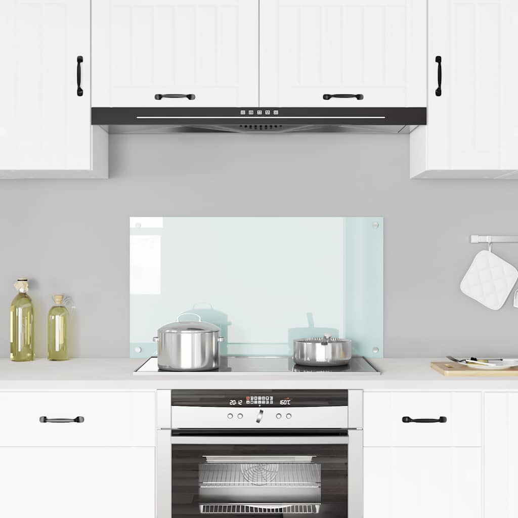 Spatscherm keuken 90x50 cm gehard glas melkwit