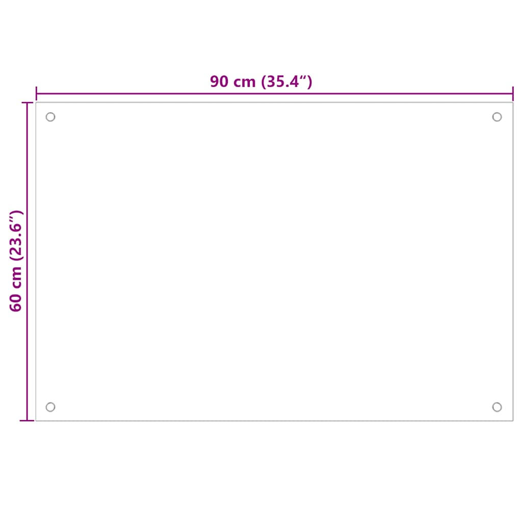 Spatscherm keuken 90x60 cm gehard glas melkwit
