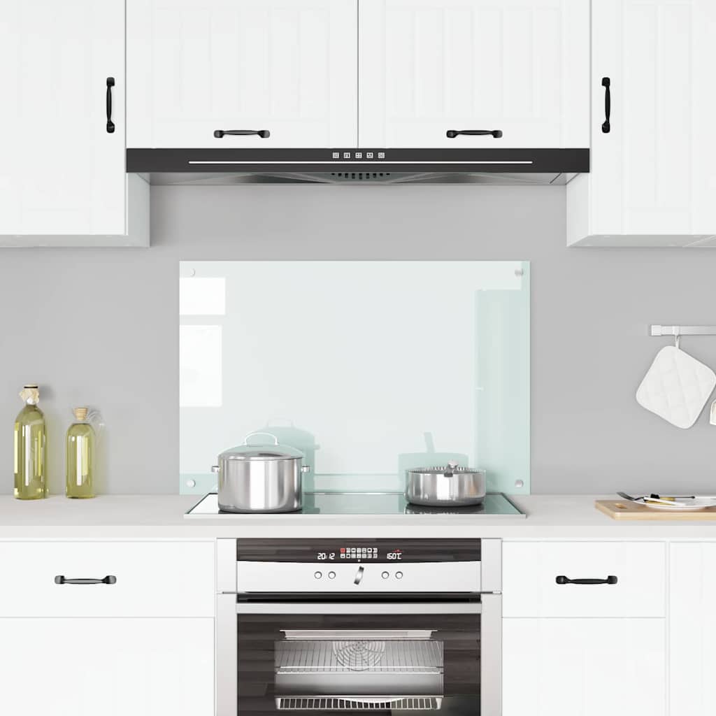 Spatscherm keuken 90x60 cm gehard glas melkwit