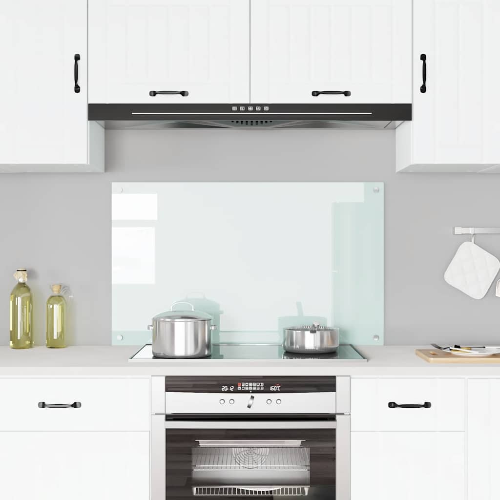 Spatscherm keuken 100x60 cm gehard glas melkwit