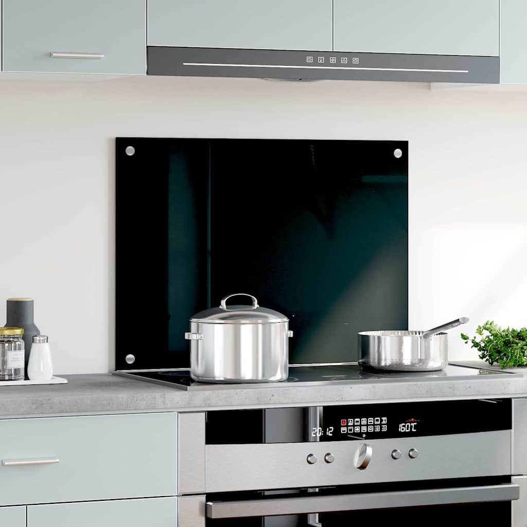 Spatscherm keuken 70x50 cm gehard glas zwart