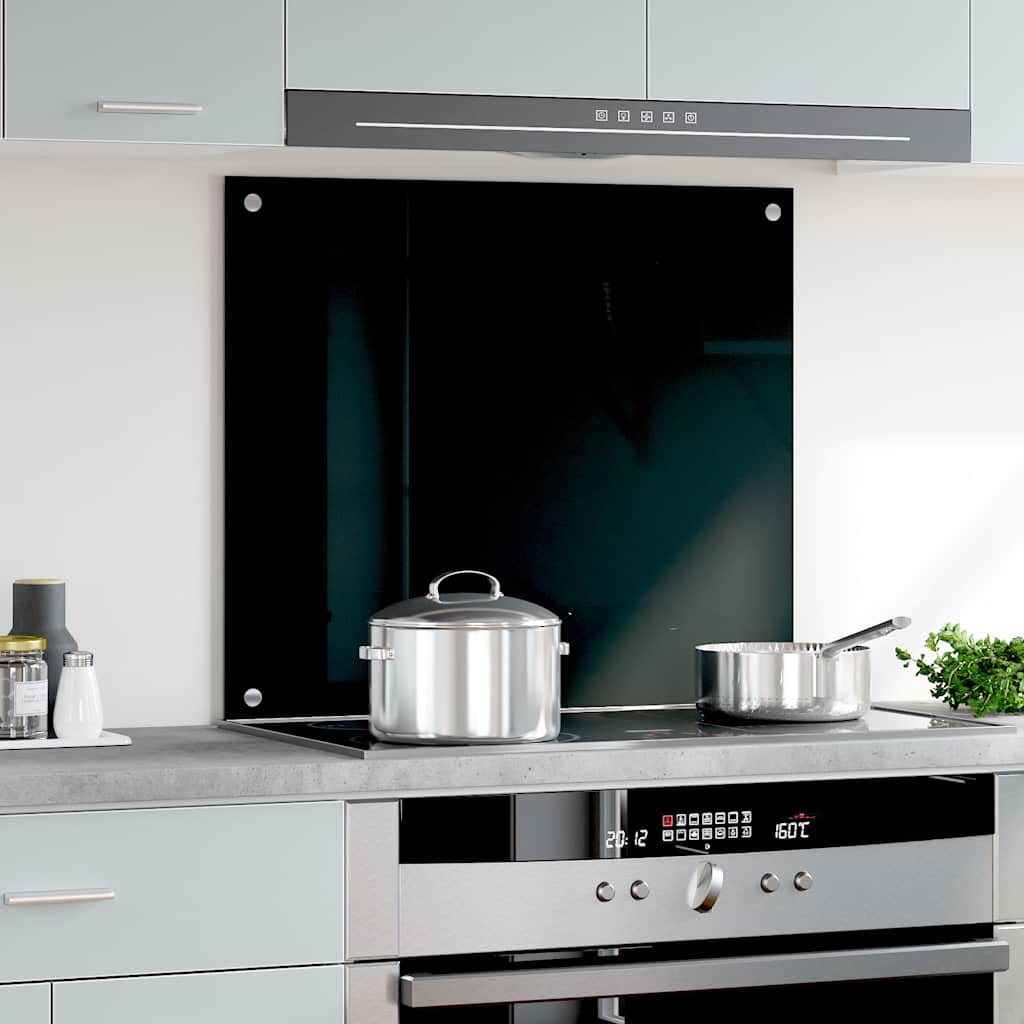 Spatscherm keuken 70x60 cm gehard glas zwart