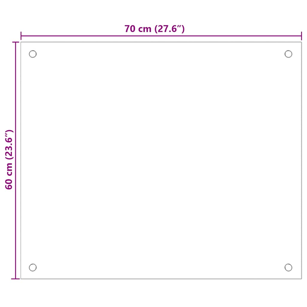 Spatscherm keuken 70x60 cm gehard glas zwart