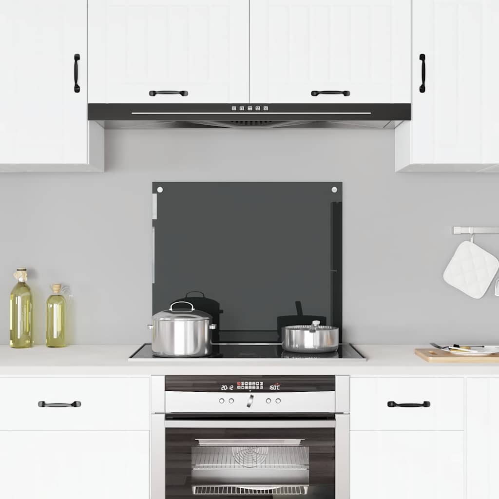 Spatscherm keuken 70x60 cm gehard glas zwart