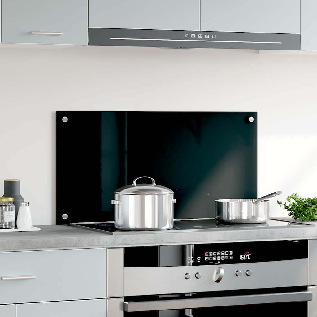 Spatscherm keuken 80x40 cm gehard glas zwart
