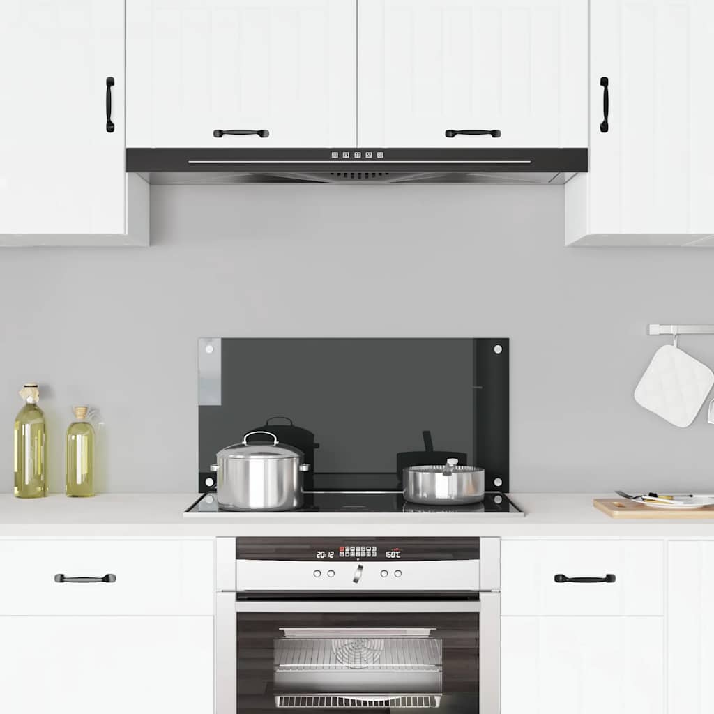 Spatscherm keuken 80x40 cm gehard glas zwart