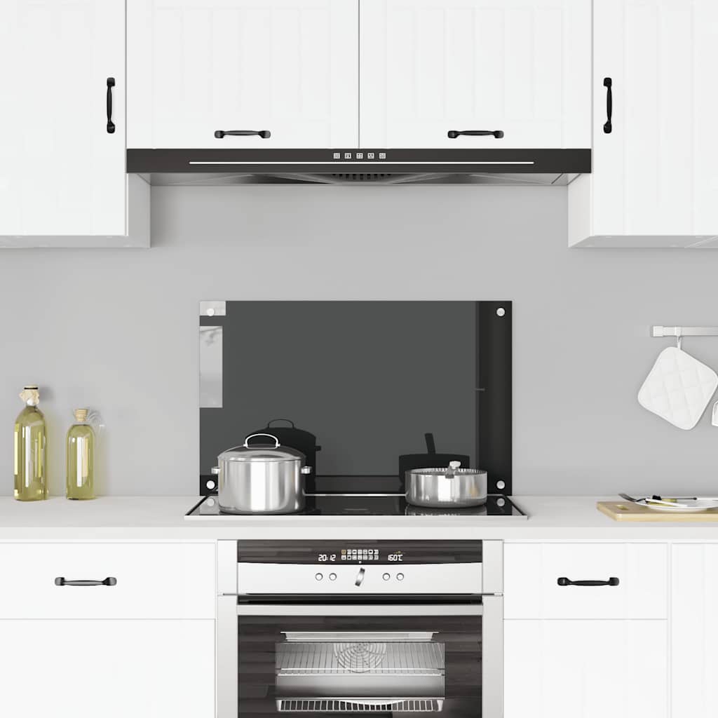 Spatscherm keuken 80x50 cm gehard glas zwart