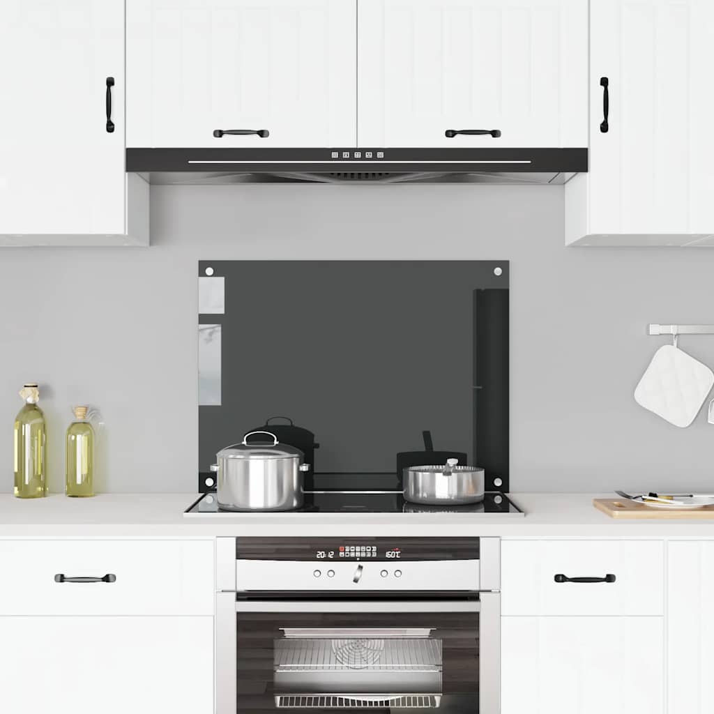 Spatscherm keuken 80x60 cm gehard glas zwart