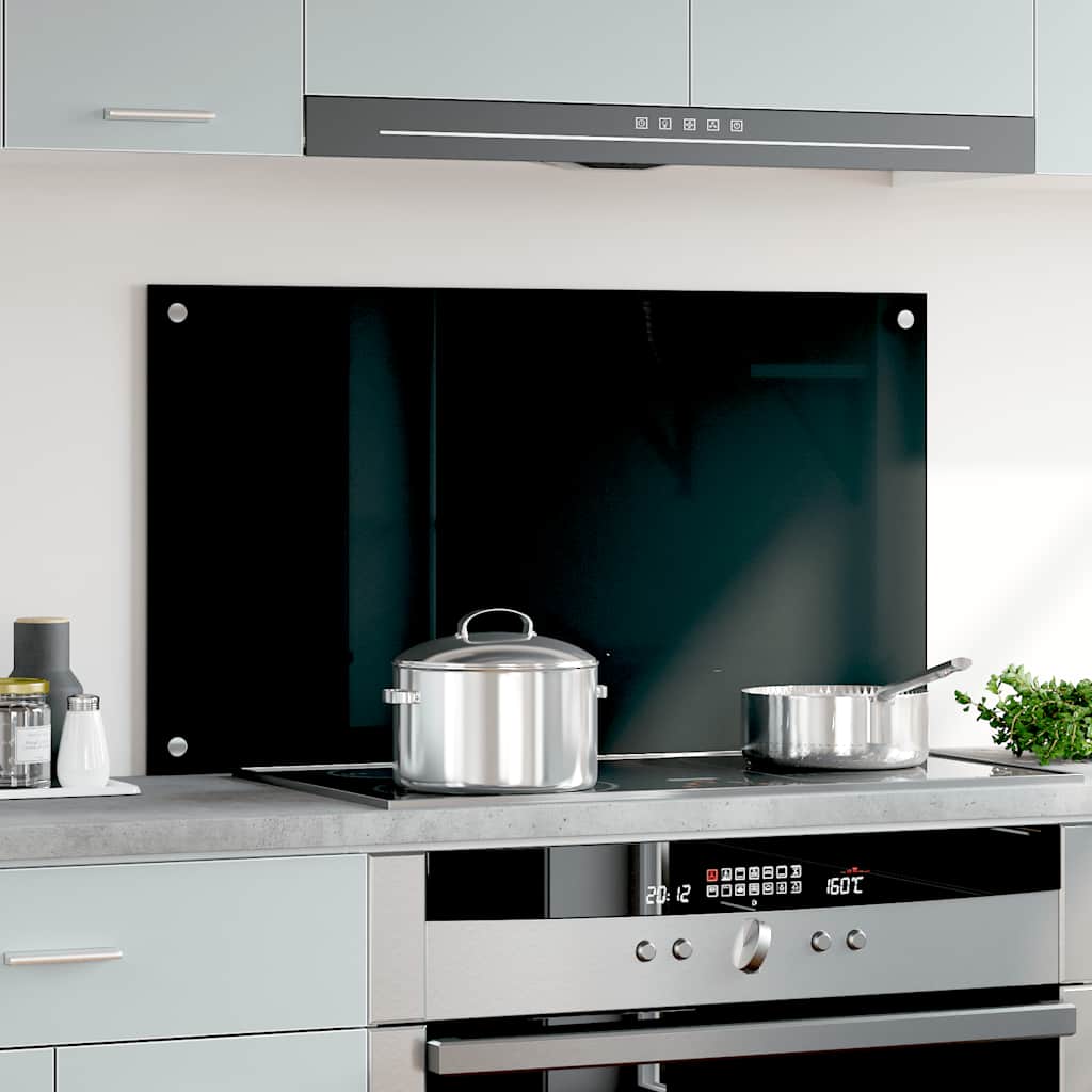 Spatscherm keuken 90x50 cm gehard glas zwart