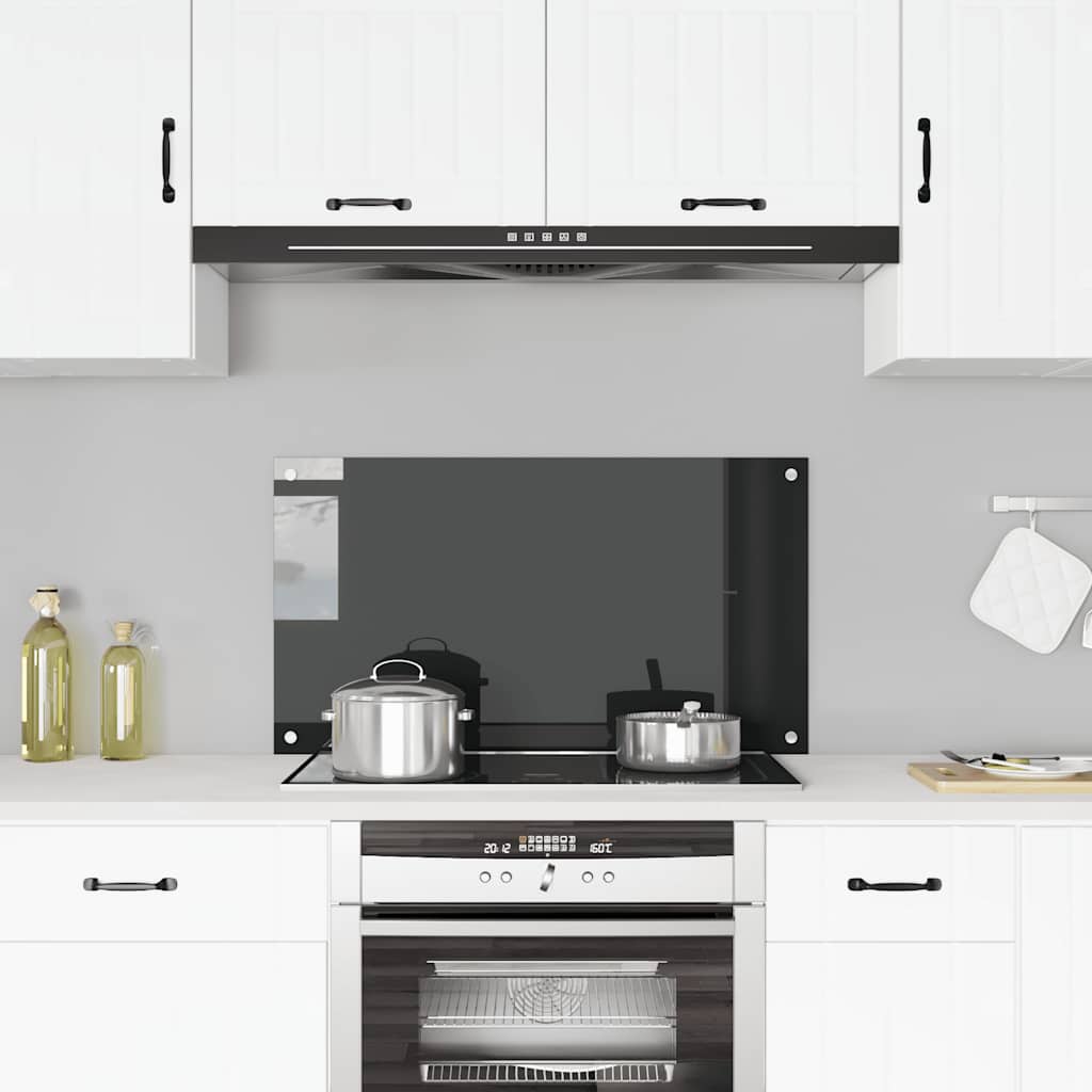 Spatscherm keuken 90x50 cm gehard glas zwart