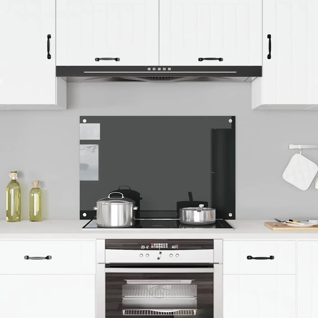 Spatscherm keuken 90x60 cm gehard glas zwart
