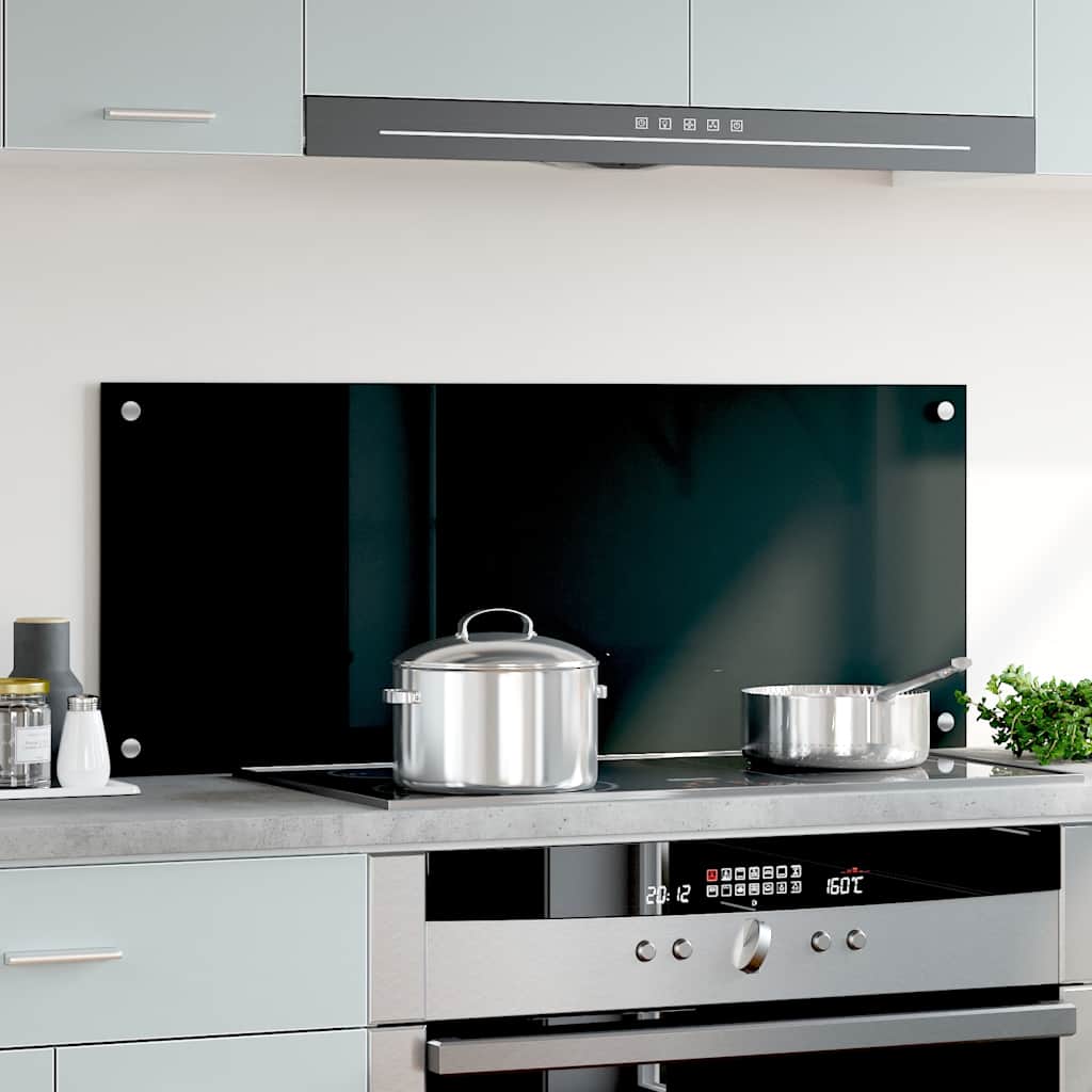 Spatscherm keuken 100x40 cm gehard glas zwart
