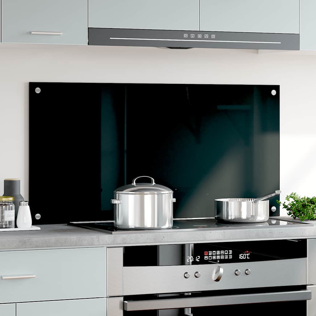 Spatscherm keuken 100x50 cm gehard glas zwart