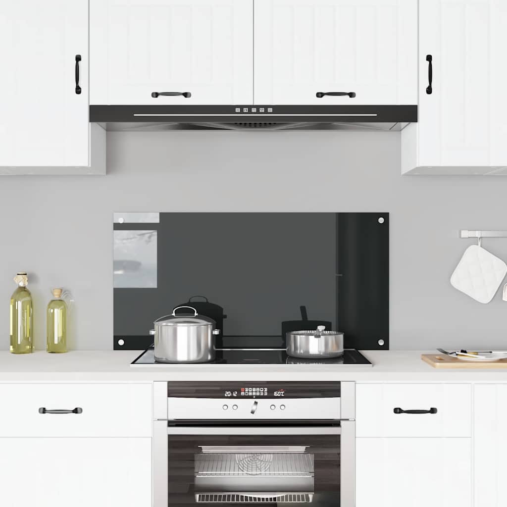 Spatscherm keuken 100x50 cm gehard glas zwart