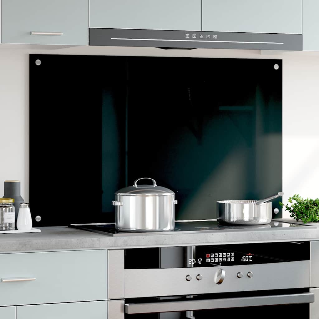 Spatscherm keuken 100x60 cm gehard glas zwart